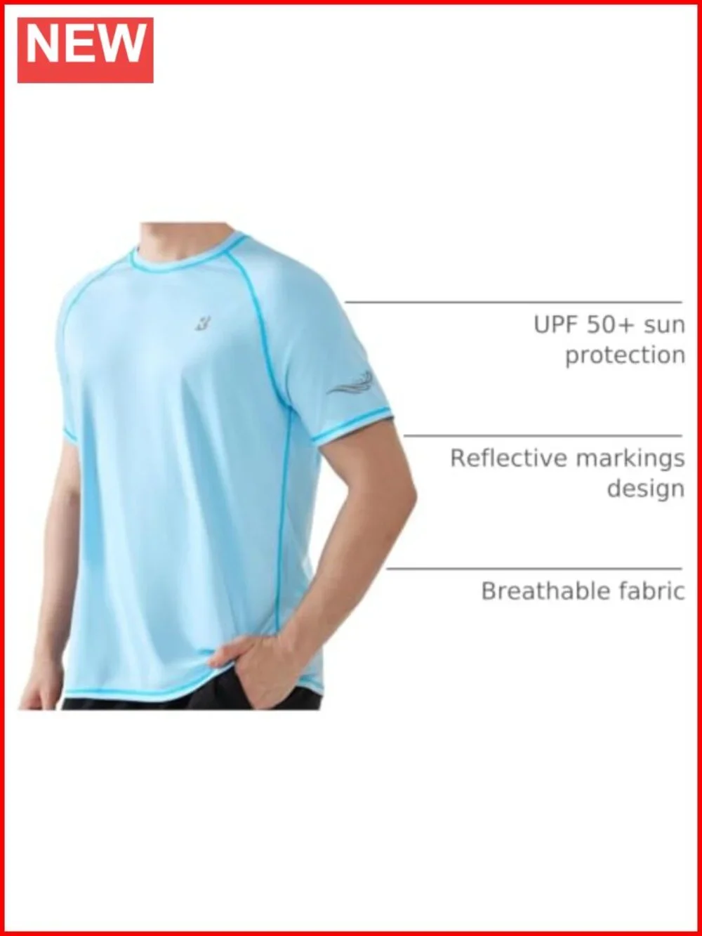 UPF 50+ Men's Rash Guard Shirt Short Sleeve Sun Protection Quick Dry Swim Tee
